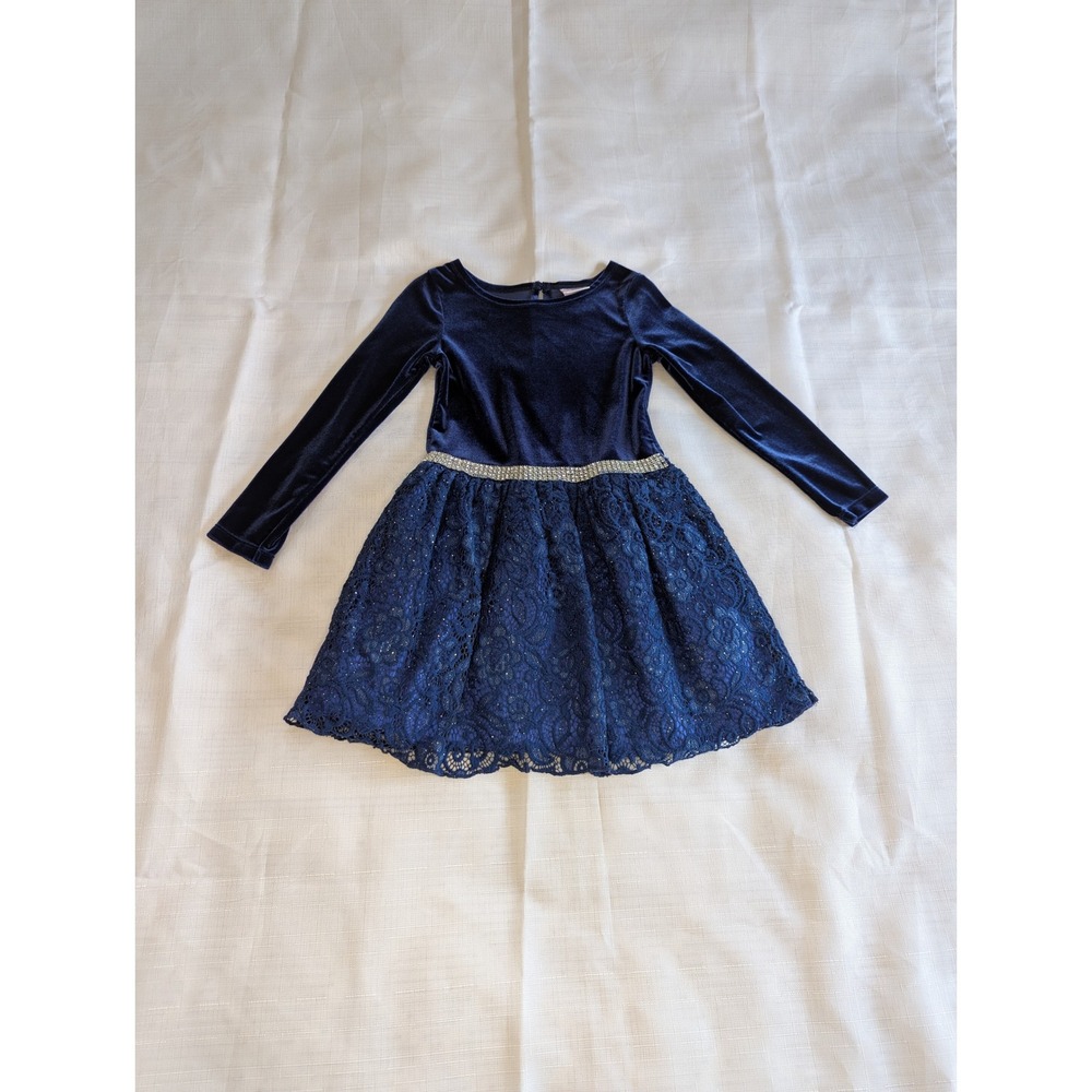 Youngland Girls Navy Blue Long Sleeve Lace Formal‎ Occasion Dress